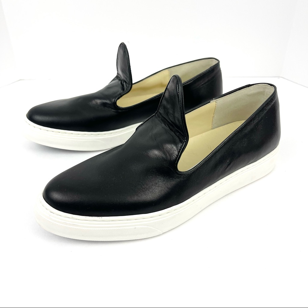 Sarah Flint Black Leather Andrea Slip On Sneakers